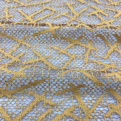 China Customized Gold Chantilly African Nigerian Lace Fabric 150cm For Women Frock for sale
