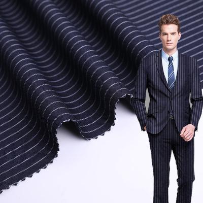 China Business Men'S Suits Woven Stripe TR Suiting Fabric Viscose Polyester for sale