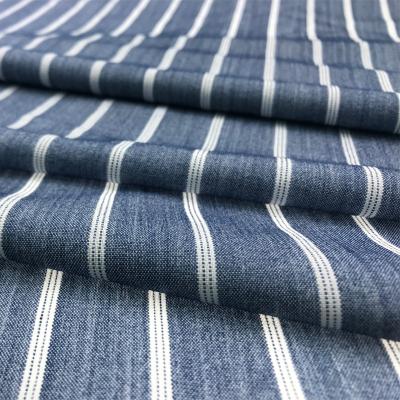China 180gsm Blue And White Stripe Fabric Viscose Rayon Yarn Dyed TR Type for sale