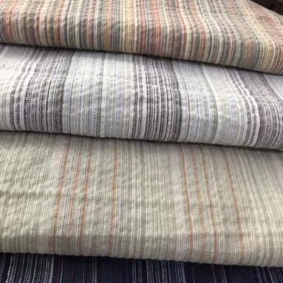 China Stonewashed 80gsm-150gsm Check And Stripe Fabrics Yarn Dyed Linen For Clothing for sale