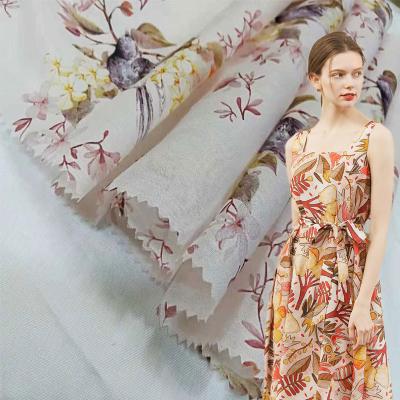 China 100-120gsm Animal Floral Silk Chiffon Fabrics 70% Silk 30% Cotton Blend Material for sale