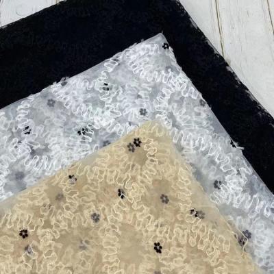 Китай Вышитая морщинка Тюль марли ткани 3D сетки шнурует чистую ткань мягко продается