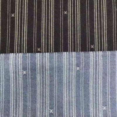 China Yarn Dyed Print Striped Denim Cotton Fabric For Jeans Indigo Blue for sale
