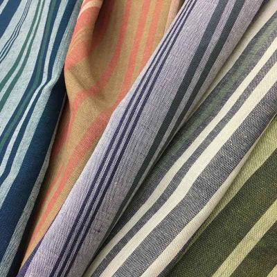 China Plain Cotton Linen Blend Woven Yarn Dyed Stripe Fabric 140gsm Organic for sale