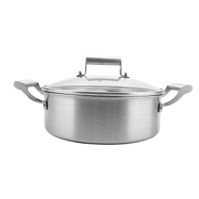 China PURE COOK Casserole Pot Sustainable Stainless Steel Soup Cookware Non Stick Capacity With Glass Lid for sale
