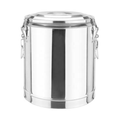 中国 Restaurant Kitchen Stainless Steel Tea Water Heat Preservation Barrel Two Latches Safe Double Lid Silver Stock Pot With Faucet 販売のため