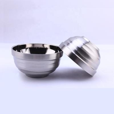 China Sustainable Tableware Corrugated 304 Stainless Steel Egg Salad Bowl Round Shape Mixing Bowl en venta