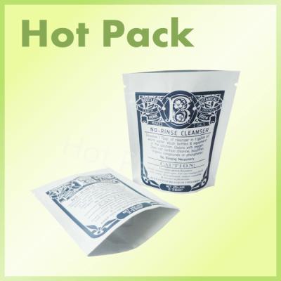 China Food Grade White Kaft Paper Stand Up Tea Packaging Pouch With Zipper Blue Print for sale