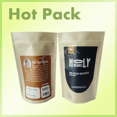 China Kraft Paper Bag Stand Up Zipper Pouch For Coffee Beans / Nuts / Tea for sale