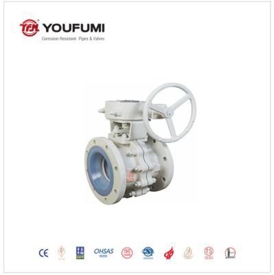 China PFA Side Entry Floating Ball Valve , 8Inch 150lbs Worm Gear Ball Valve for sale