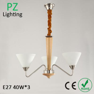 China 3 heads / arms popular wooden pendant lamp wood chandelier lighting CE/ROHS made in China for sale