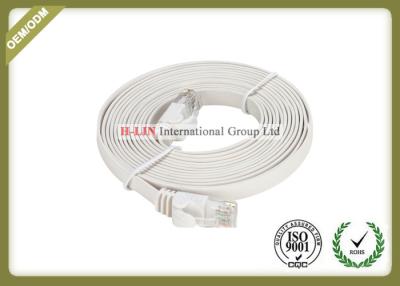 China Cat5e Flat Network Patch Cord With RG45 Connector With White PVC / LSZH Jacket for sale