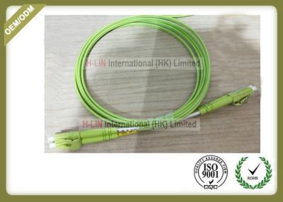 China OM5 Duplex Fiber Optic Cable LSZH Jacket LC Connector With Light Green Color for sale