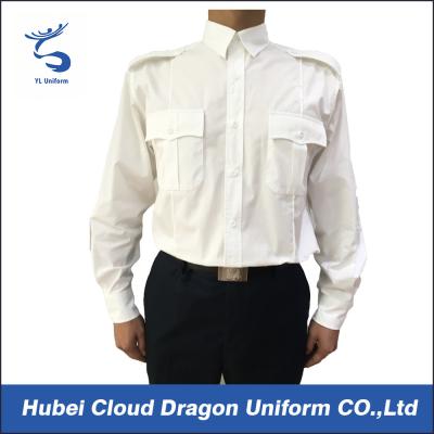 Китай Рубашки охранника 100% хлопок рынка США, карман белой длинной рубашки рукава плоский продается