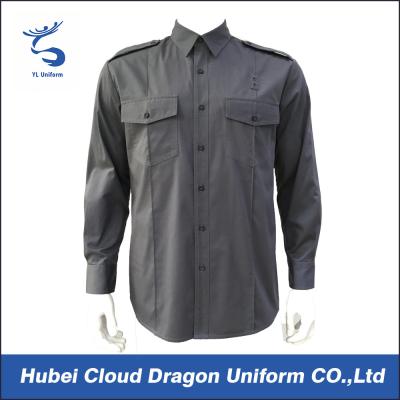中国 綿の多あや織りばねの秋の警備員/警察のための軍様式のワイシャツ 販売のため