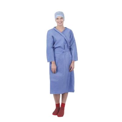 China Material 18gsm to 60gsm Waterproof Non-woven SMS Patient Gown with Long Sleeve for sale