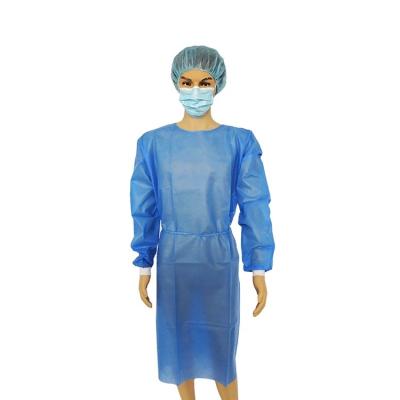 China SMS Bule Medical Gown with Long Sleeve and Knitted Cuffs Custom Size for sale