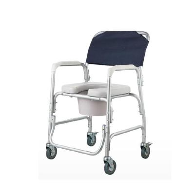 China Medical Commode Chair Aluminum Commode Wheel Chair Foldable Elderly With Bedpan for sale