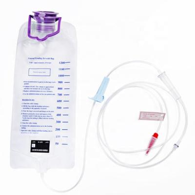 China 1200ML Enteral Delivery Gravity Bag Set, Disposable Enteral Nutrition Bag, Gravity Feeding Bag - Large Bore for sale