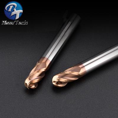 China Solid Carbide 4 Flute Ballnose Endmill 6mm Coated HRC55 HRC60 For Wood And Metal Working for sale