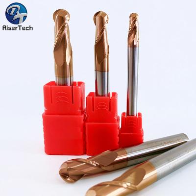China 2 Flöte HRC55 HRC60 Karbidkugel Nasen End Mühlschneider 6mm Für die Verarbeitung von Staubmetallen zu verkaufen