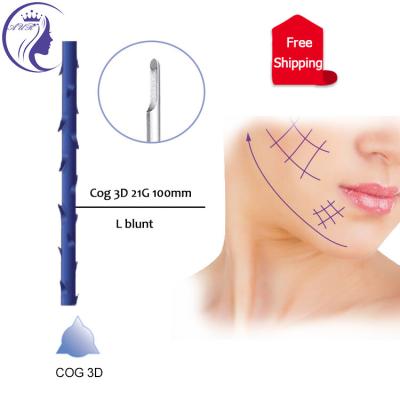 China CE Korean Medical absorbable suture V Line Face Lift Sharp / L type needle 19G 100mm COG 3D beauty Face Lifting PCL PDO Thread for sale
