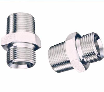 China Stainless Steel Hose Fittings Bsp Adapter Male to Male 60-degree Cone Seal Hydraulic Components for sale