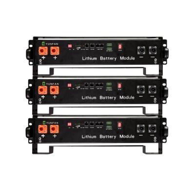 China 48v Rack Mount Lithium Battery 50Ah 100Ah Black LiFePo4 Battery System for sale