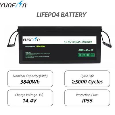 China Batería de iones de litio de 12V 300Ah Batería LiFePo4 para sistema solar RV en venta