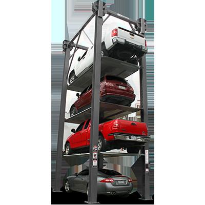 China Four Post Residential Car Stackers Lift Systems 4 Columns 4 Floors for sale