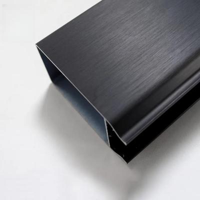 China Anodized Brush Black Color Aluminum Profile For Decoration Use Anodized Black Furniture Profile for sale