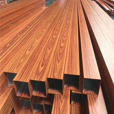 China Wood Grain Aluminum Tube Extrusions For Making Out door Fencing,UV Protection Powder Coating Transfer Aluminum Extrusion for sale