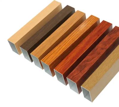 China Aluminium Box Rectangular Profile Wood Grain Square Aluminium Profile for Furniture Decorations for sale