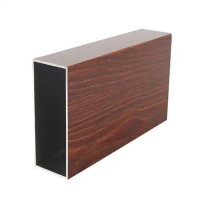 China Wood Grain Decorative Square Aluminium Pipe For Inner Furniture for sale