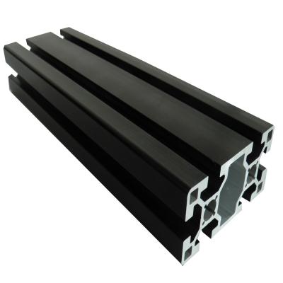 China Custom 6063 T5 Aluminium Extrusion Profiles Black Anodized Slot Linear Rail for sale