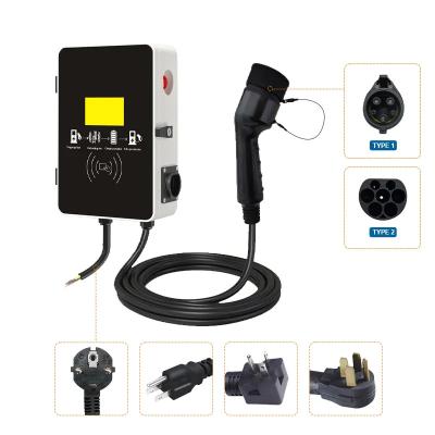China 7kw 3 Phase Fast Electric Box Wall Mounted EV Charging Station Type1 And Type2 for sale