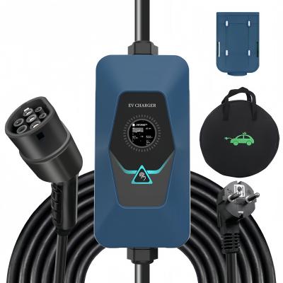 China Type 2 Screen Display 32A Portable AC EV Charger With CE Certificate à venda
