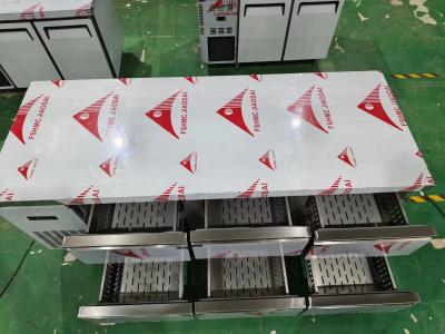 Chine 6- tiroirs Table de comptoir Commercial en acier inoxydable Compteur de refroidisseur tiroirs Réfrigérateur Bureau de travail à vendre