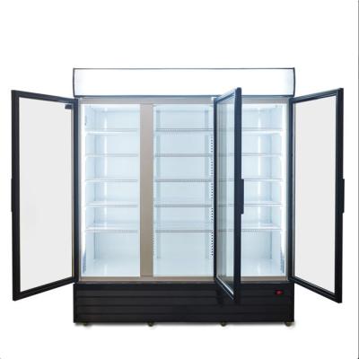 中国 600W R134A CE glass door bottle cooler 220V 50Hz 3 Glass Door fridge 販売のため