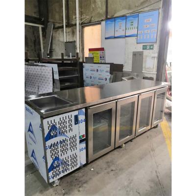 China Commerical 2.4m 8ft Under Counter Bar Refrigerator 4 Glass Door for sale