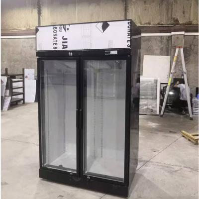 China SABER 1000L Two Upright Glass Door Fridge Embraco Compressor for sale