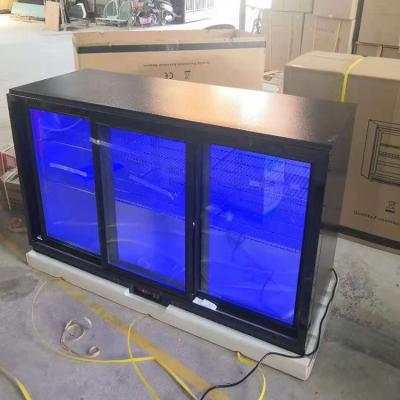 China 3 Door 330L Under Counter Bar Refrigerator With Blue Light for sale