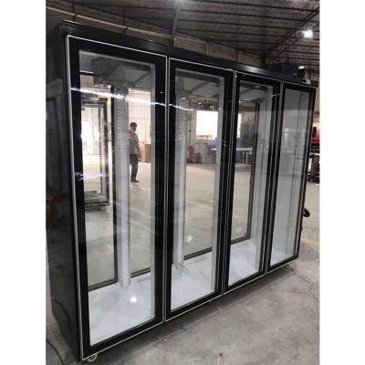 China 2500L Reach In Cooler 4 Glass Door Refrigerator For Convenience Store for sale