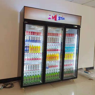 China 1500L Vertical Commercial Beverage Refrigerator Three Glass Door for sale