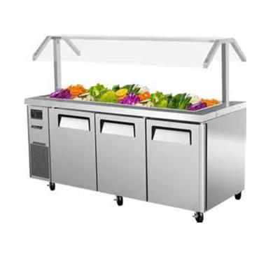 China Stainless Steel Saladette Salad Bar Fridge With Glass Cover for sale