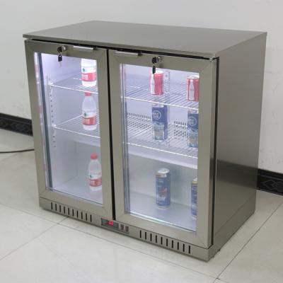 China Stainless Steel Body Two Door Under Bar Refrigerator Beer Fridge 208L for sale