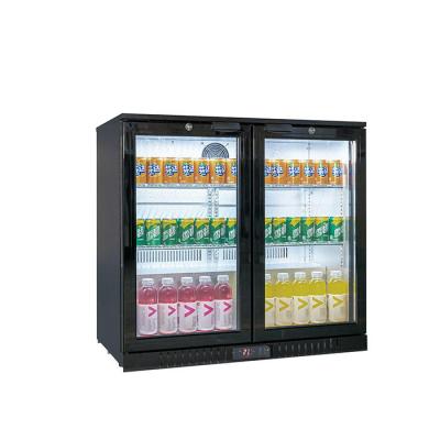 China Double Glass Door Commercial Back Bar Cooler 208L 190W With Fan Cooling for sale