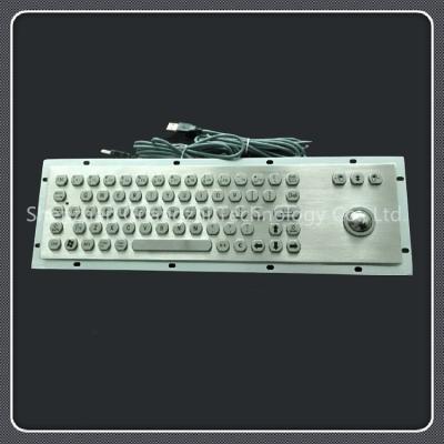 China Stainless Steel 71 Key Keyboard , Vandal Proof Keypad With 38mm 25mm Tracker Ball for sale