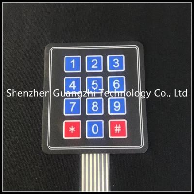 China filme fino impermeável numérico industrial da matriz do teclado numérico 3 * 4 do curso chave de 0.45mm à venda