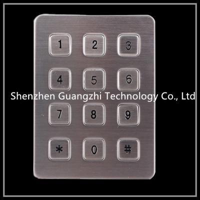 China Customizable Metal Stainless Steel Numeric Keyboard 3 * 4 Matrix 12 Keys  Ip65 for sale